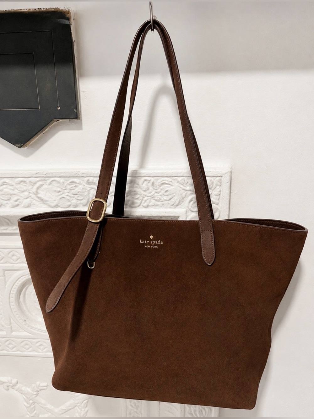 Kate Spade 454 Large Suede Tote in Hot Fudge - Picture 3 of 11